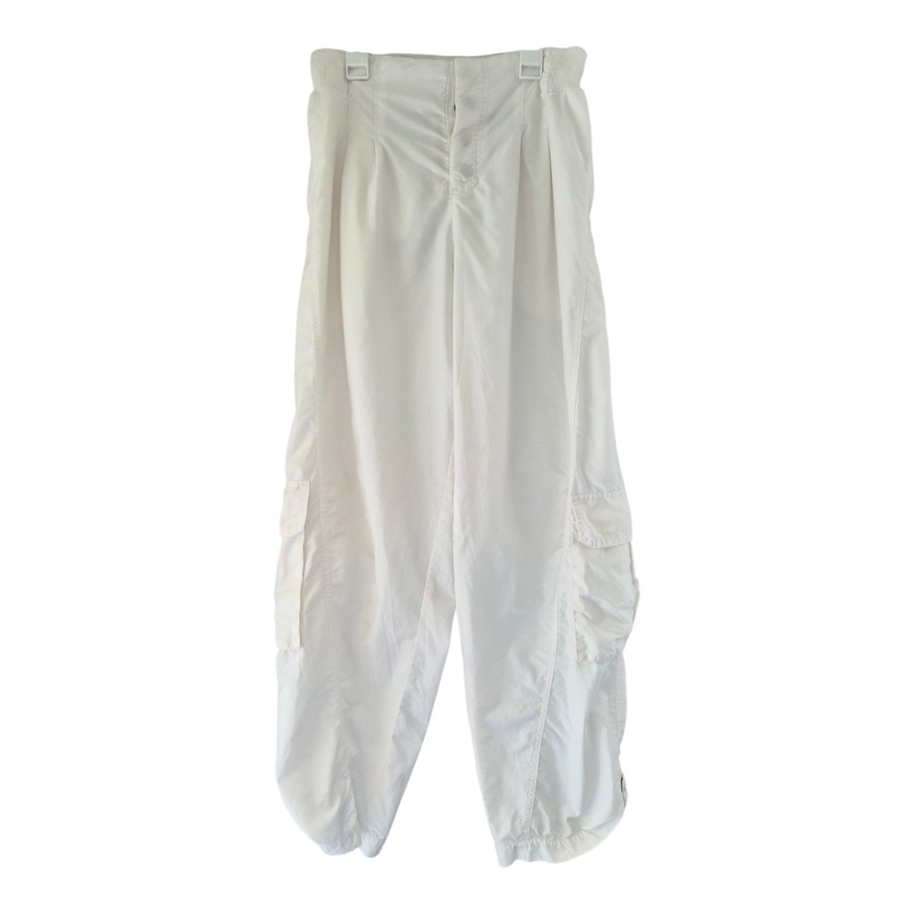Free People Mesmerize Me Solid Cargo Pants White Cotton Blend Balloon Leg XS - Picture 2 of 7